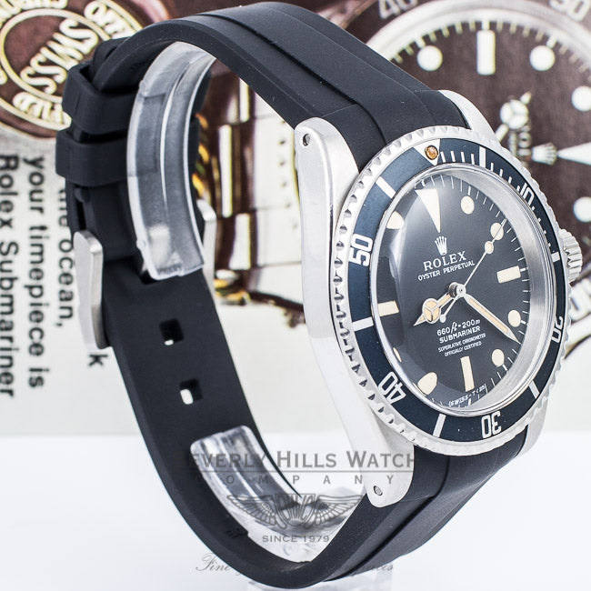 Rubber B Black Rubber Strap for Rolex Submariner 5512  M106-BK with a Tang Buckle Beverly Hills Watch Company Watch Store