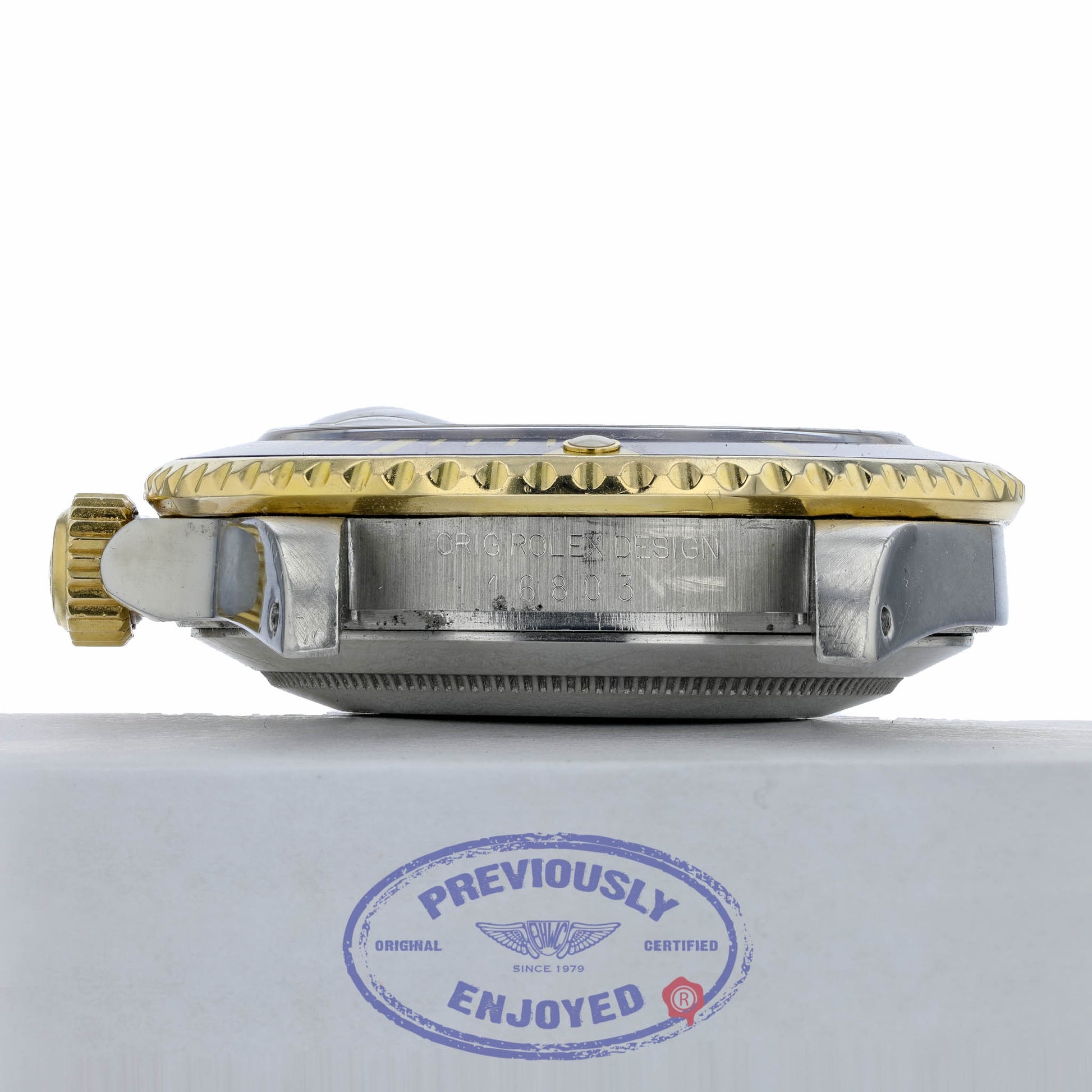 Rolex Classic Submariner 40mm Steel and Yellow Gold Blue Dial 16803 C66UA3 - Beverly Hills Watch Company