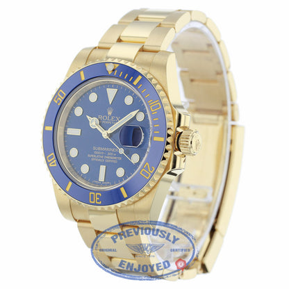 Rolex Submariner Date 40MM 18k Yellow Gold Blue Ceramic Bezel Blue Dial 116618LB - Beverly Hills Watch Company