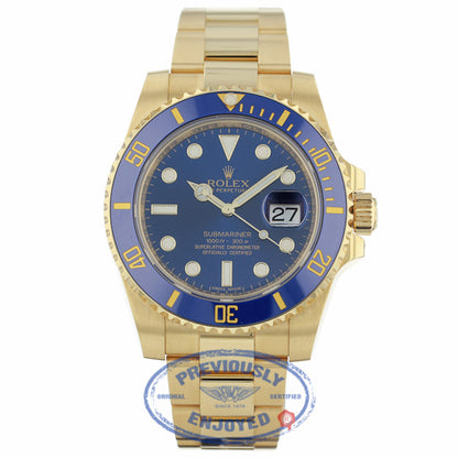 Rolex Submariner Date 40MM 18k Yellow Gold Blue Ceramic Bezel Blue Dial 116618LB - Beverly Hills Watch Company