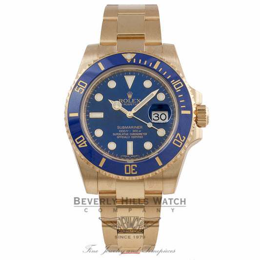 Rolex Submariner Date 40MM 18k Yellow Gold Blue Ceramic Bezel Blue Dial 116618LB - Beverly Hills Watch Company