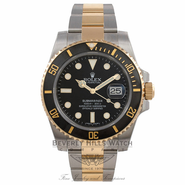 Rolex Submariner 40mm Ceramic Black Dial Yellow Gold and Stainless Steel 116613 - Beverly Hills Watch Company