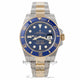Rolex Submariner Stainless Steel and Yellow  Blue Dial and Bezel 116613 XFF098 - Beverly Hills Watch Company Watch Store