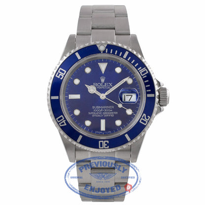 Rolex Submariner Date Stainless Steel Blue Dial Oyster Bracelet 16610 PH261U - Beverly Hills Watch Company Watch Store
