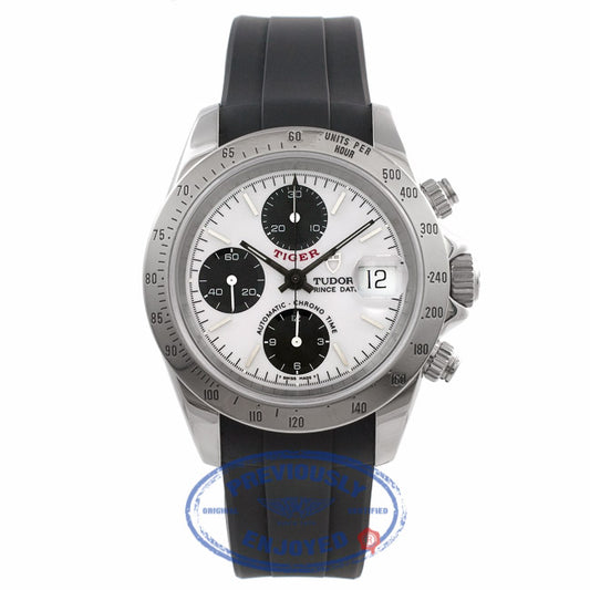 Rolex Prince Tiger Tudor Chronograph Stainless Steel Black Rubber Strap 79280P D5JVEM - Beverly Hills Watch store