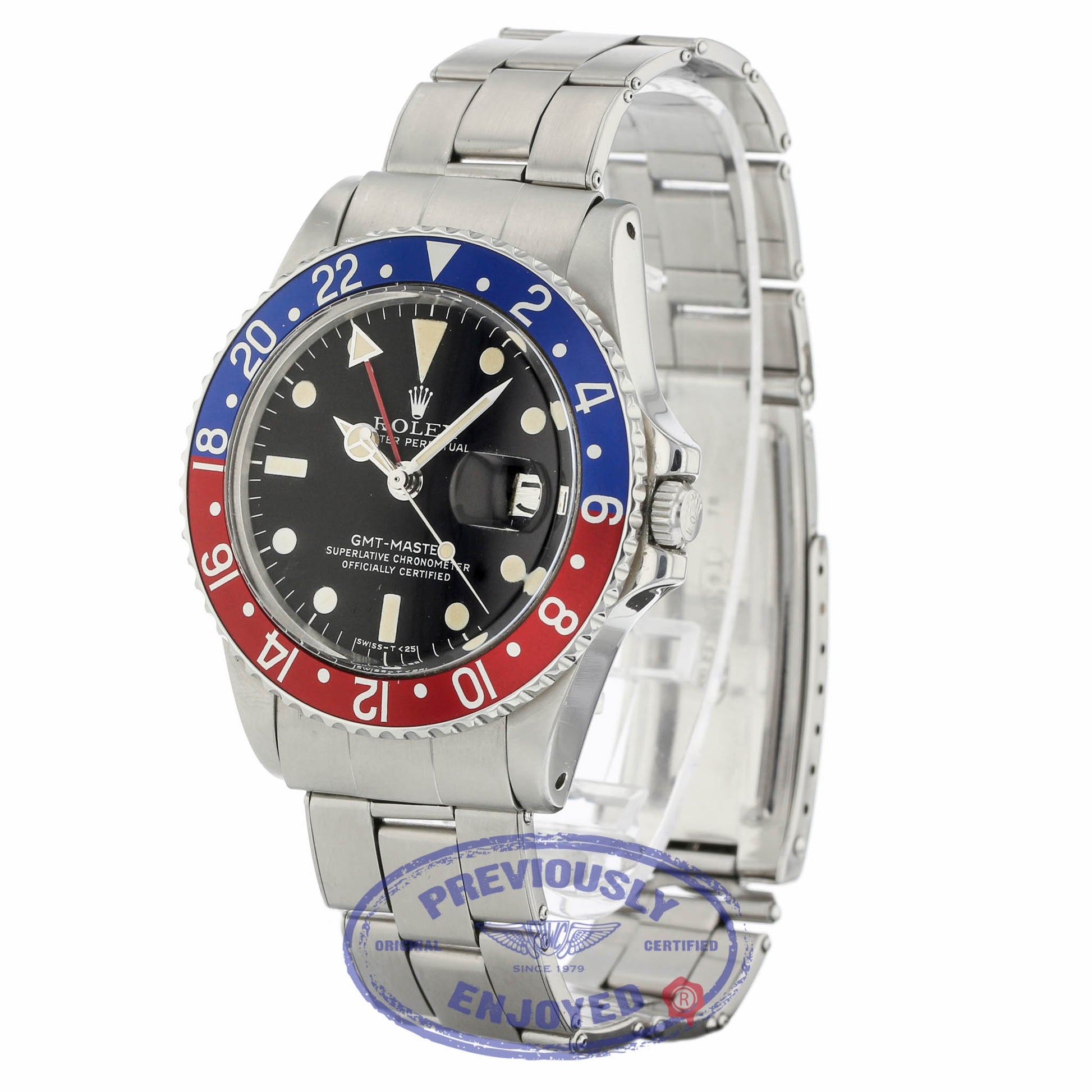 Rolex GMT Master Stainless Steel Blue and Red 'Pepsi' Bezel Vintage 1675 NENY4Z - Beverly Hills Watch Company