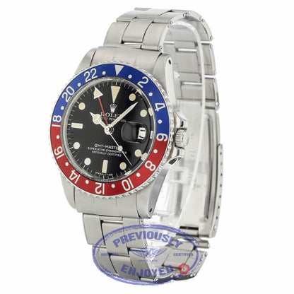 Rolex GMT Master Stainless Steel Blue and Red 'Pepsi' Bezel Vintage 1675 NENY4Z - Beverly Hills Watch Company