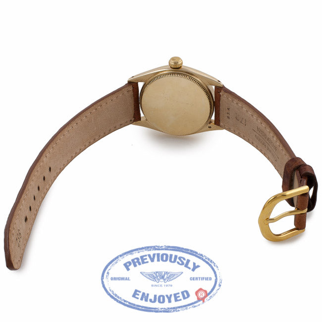 Rolex Vintage Circa 1946 Yellow Gold Silver Dial Gold Baton Hands Automatic 6548 KTJT4P - Beverly Hills Watch Company Watch Store