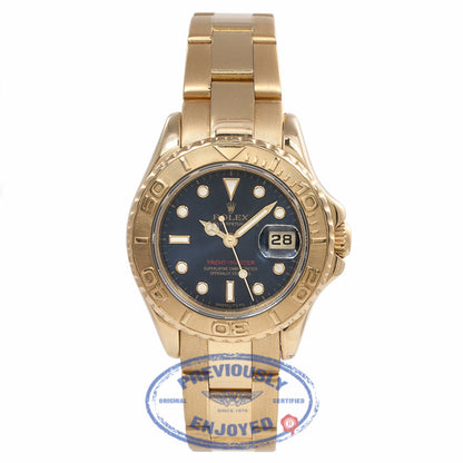 Rolex Yacht-Master Ladies 18k Yellow Gold 29MM Blue Dial Oyster Bracelet 69628 Y3WX5J - Beverly Hills Watch Store