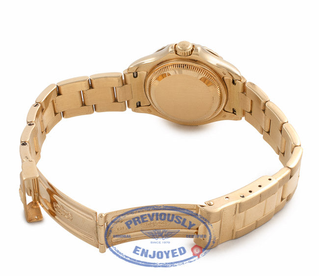 Rolex Yacht-Master Ladies 18k Yellow Gold 29MM Blue Dial Oyster Bracelet 69628 Y3WX5J - Beverly Hills Watch Store