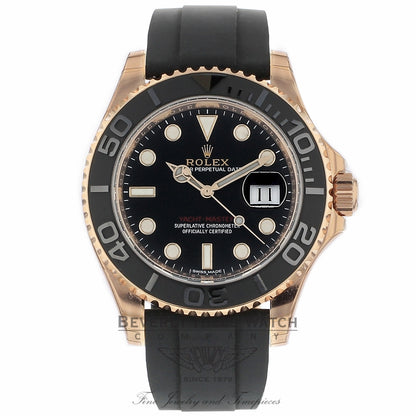 Rolex Yacht-Master 40MM 18k Rose Gold Black Matt Cerachrom Insert Bezel Black Dial Black Rubber Strap 116655 AP8XL4 - Beverly Hills Watch Company