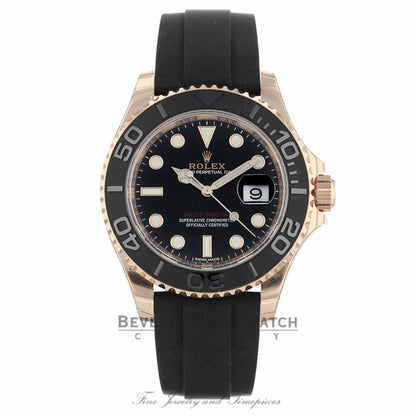 Rolex Yacht-Master 40MM 18k Rose Gold Black Matt Cerachrom Insert Bezel Black Dial Black Rubber Strap 116655 AP8XL4 - Beverly Hills Watch Company