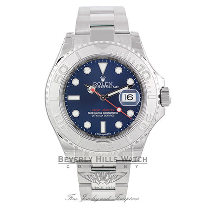 Rolex Yachtmaster 40mm Stainless Steel and Platinum Bezel Blue Dial 116622 - Beverly Hills Watch Company