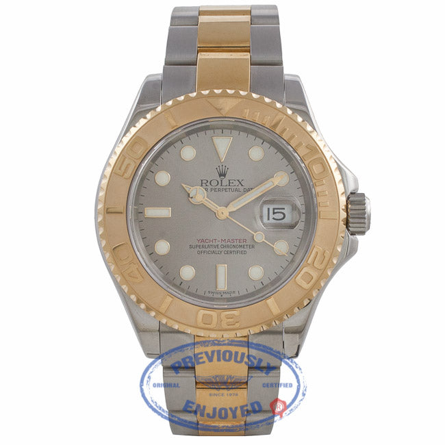 Rolex Yachtmaster 18K Yellow Gold Stainless Steel Oyster Bracelet Grey Dial 16623 PKYH6P - Beverly Hills Watch Company Watch Store
