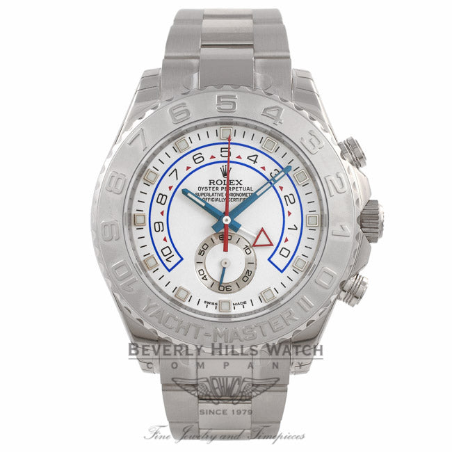 Rolex Yachtmaster II 18k White Gold Platinum Bezel 116689 414C2T - Beverly Hills Watch Company Watch Store