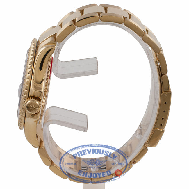 Rolex Yachtmaster 18K Yellow Gold Oyster Bracelet Black Mother of Pearl Dial Watch 16628B Y8K8X1 - Beverly Hills Watch Company Watch Store
