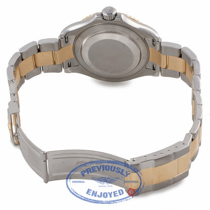 Rolex Yachtmaster 18K Yellow Gold Stainless Steel Oyster Bracelet White Dial 16623 6JWQJV - Beverly Hills Watch Company Watch Shop