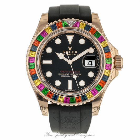 Rolex Yacht-Master 40mm Rose Gold Rainbow Oysterflex Rubber Strap 116695SATS ZL7VZN - Beverly Hills Watch