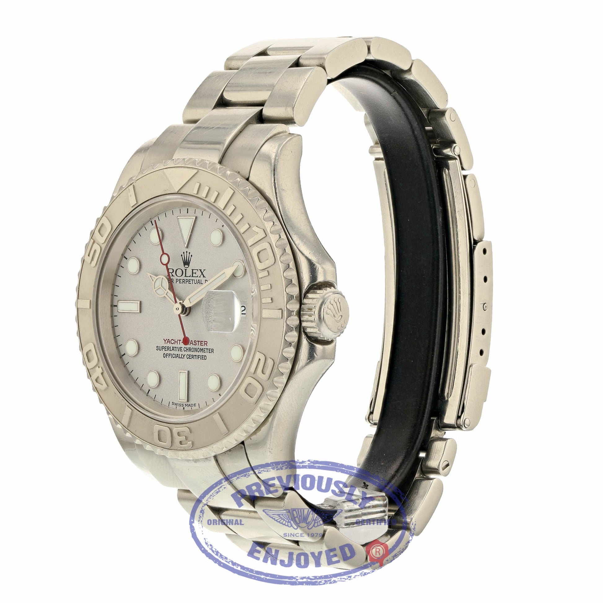 Rolex Yachtmaster 40mm Stainless Steel Oyster Bracelet Platinum Bezel and Dial 16622 HXMMUE