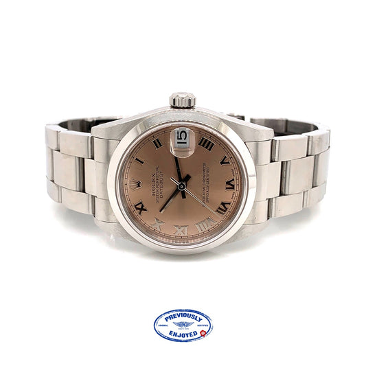 Rolex Datejust 31MM Stainless Steel Pink Dial Roman Numerals Oyster Bracelet 78240 C27UL4