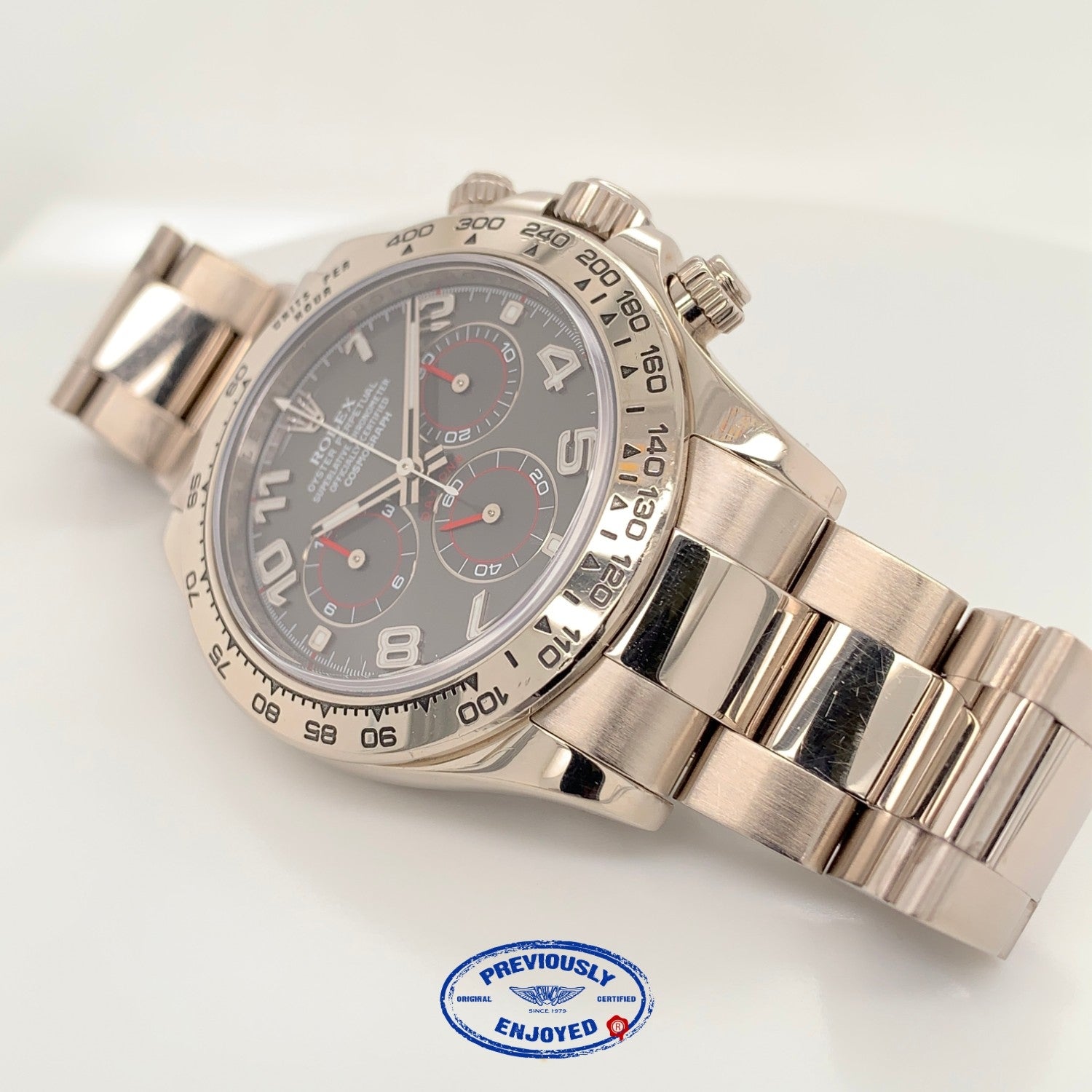 Rolex Daytona Chronograph 18K White Gold Oyster Bracelet Rhodium Arabic Dial 116509 C6PXVC