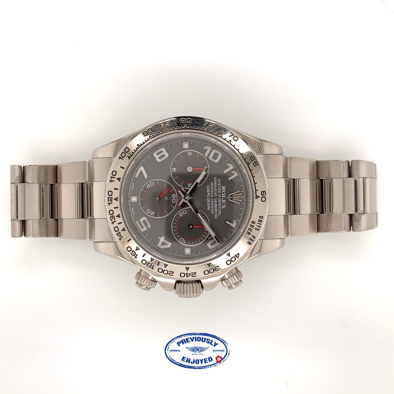 Rolex Daytona Chronograph 18K White Gold Oyster Bracelet Rhodium Arabic Dial 116509 C6PXVC