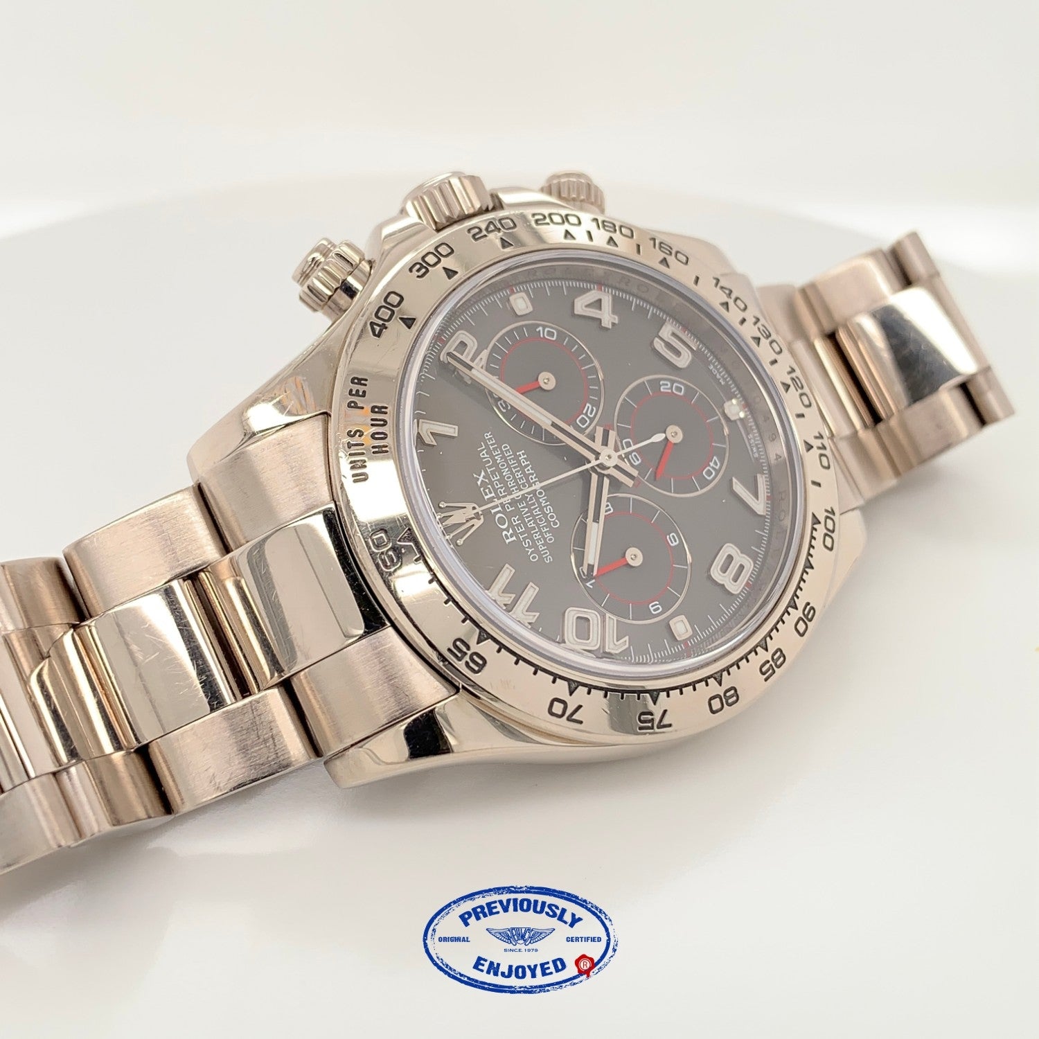 Rolex Daytona Chronograph 18K White Gold Oyster Bracelet Rhodium Arabic Dial 116509 C6PXVC