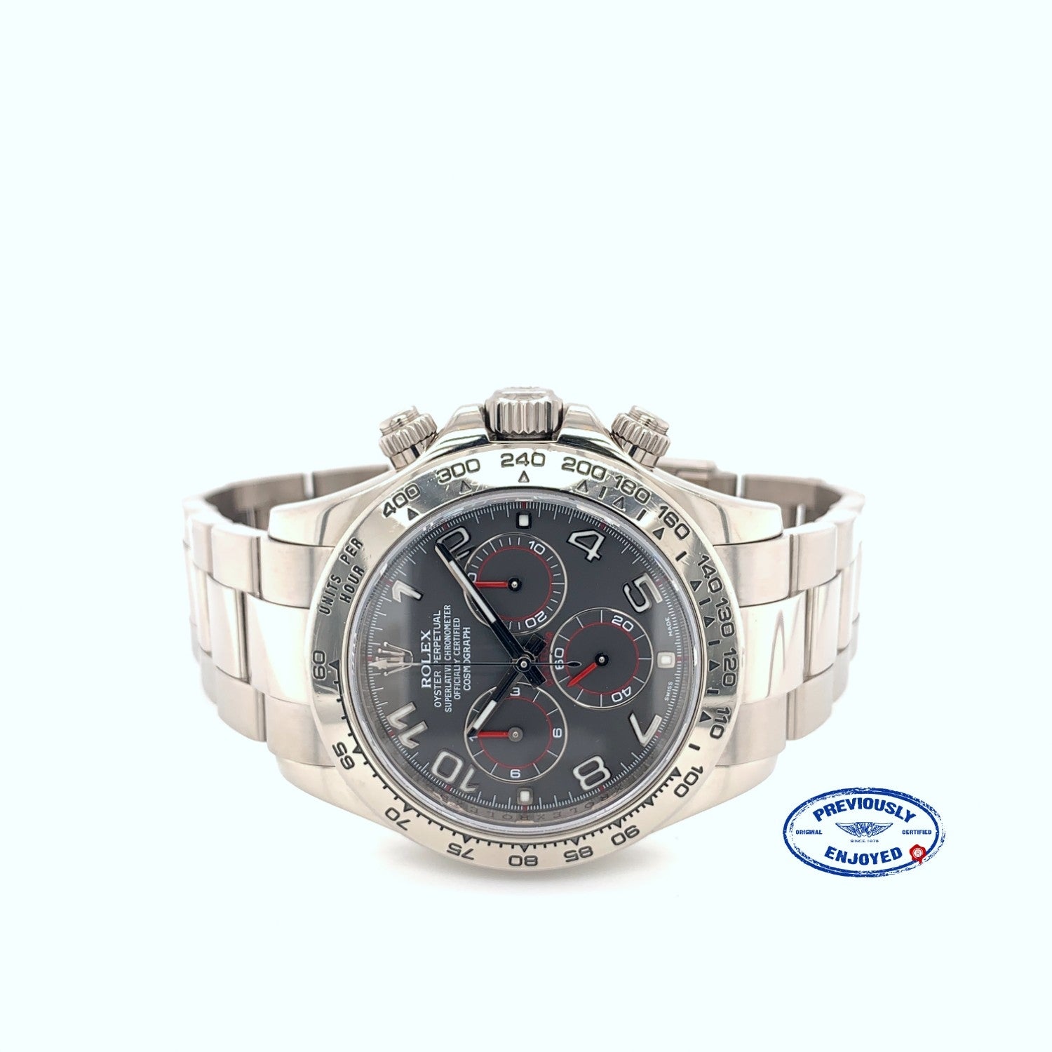 Rolex Daytona Chronograph 18K White Gold Oyster Bracelet Rhodium Arabic Dial 116509 C6PXVC