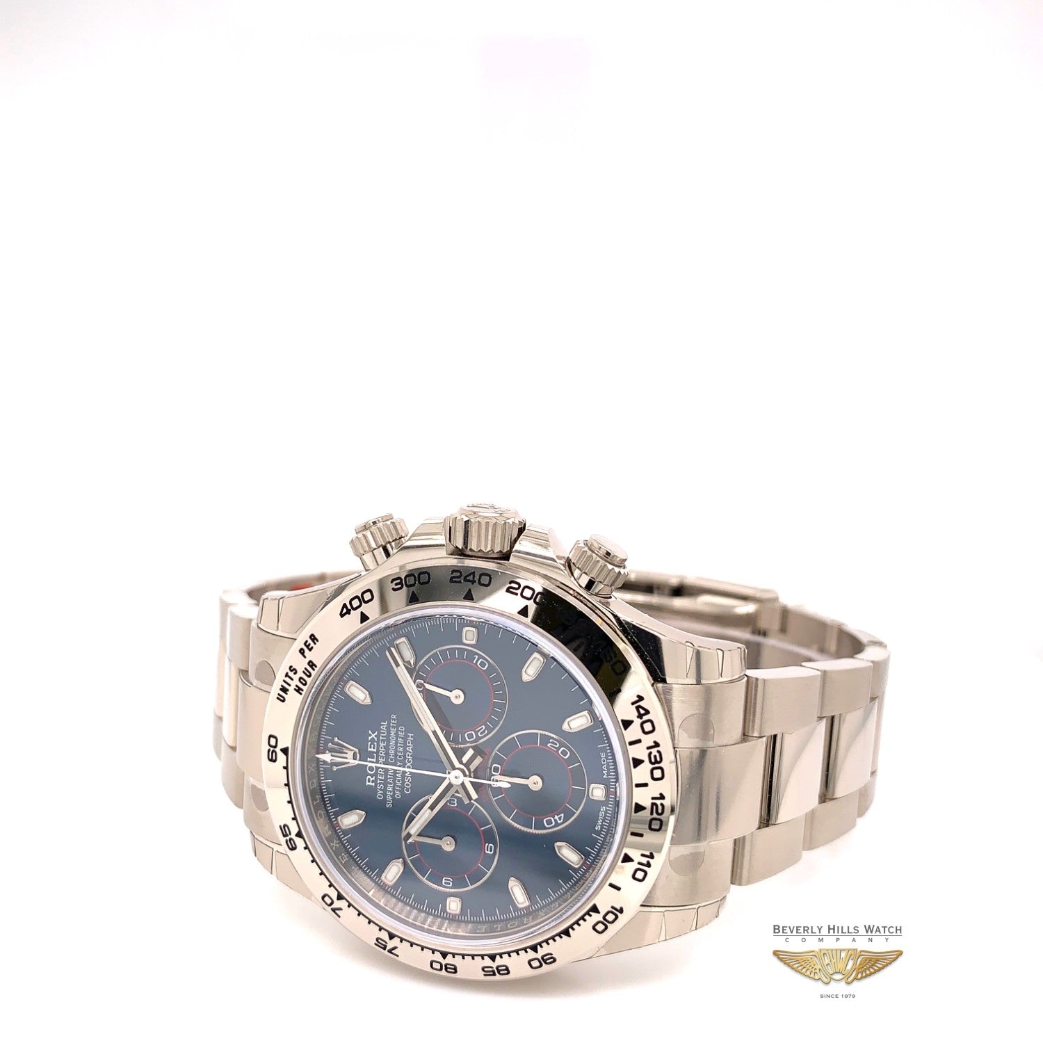 Rolex Daytona Chronograph 18K White Gold Oyster Bracelet Blue Dial 116509 LT2RYD - Beverly Hills Watch