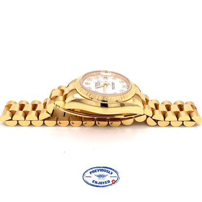 Rolex Lady Datejust 26mm Yellow Gold President Mother of Pearl Diamond Dial 179178 CW96XN