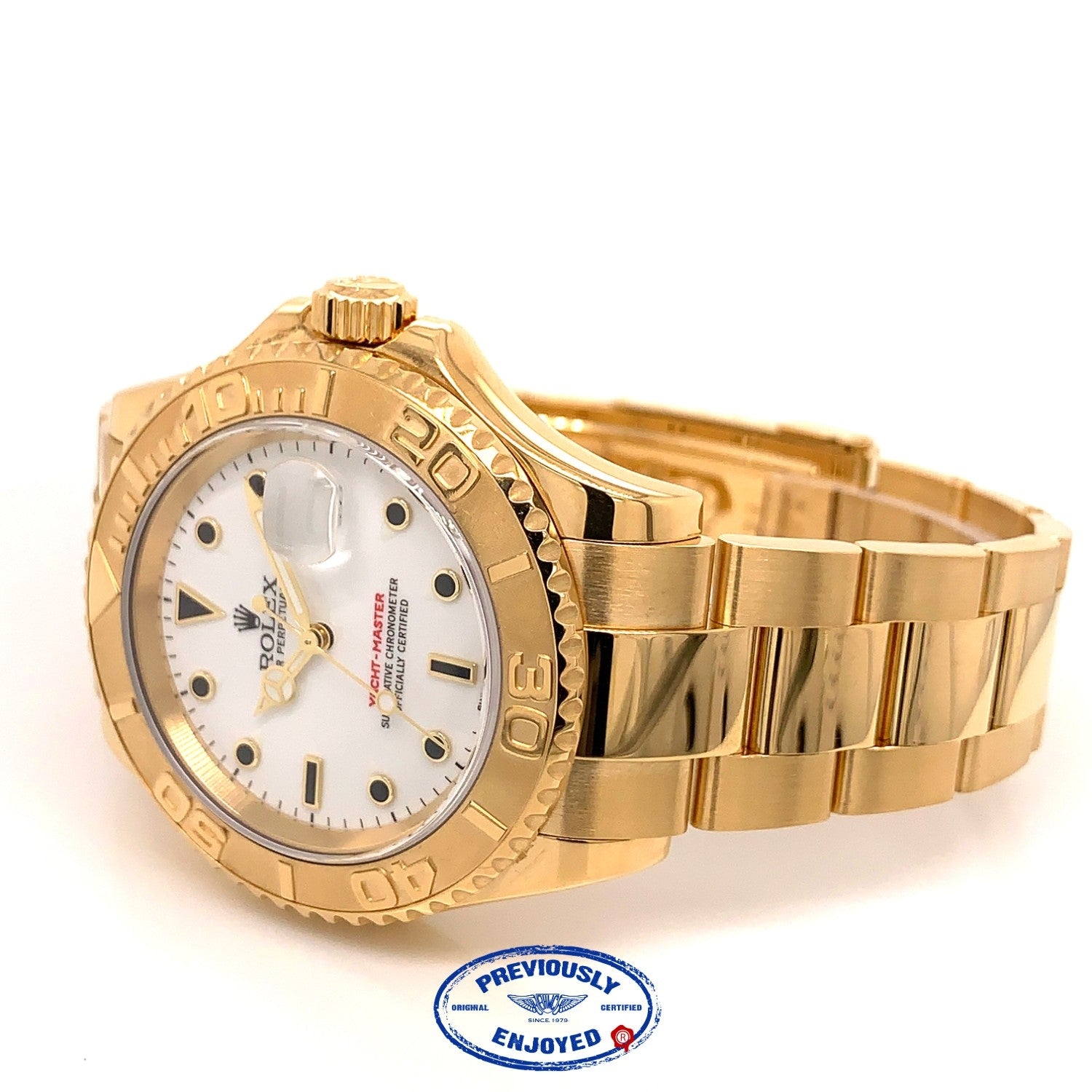 Rolex Yachtmaster 40mm Yellow Gold White Dial Watch 16628 U2VXPJ - Beverly Hills Watch Company