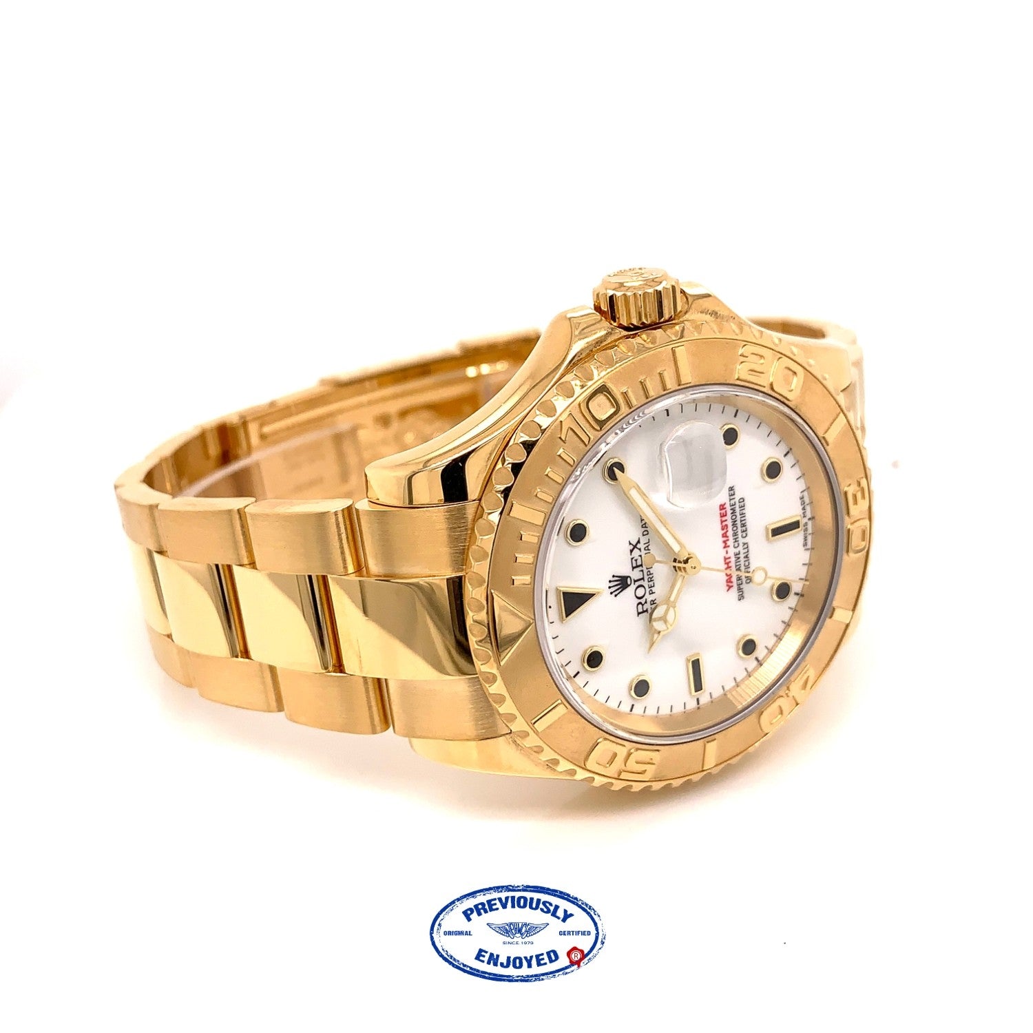 Rolex Yachtmaster 40mm Yellow Gold White Dial Watch 16628 U2VXPJ - Beverly Hills Watch Company