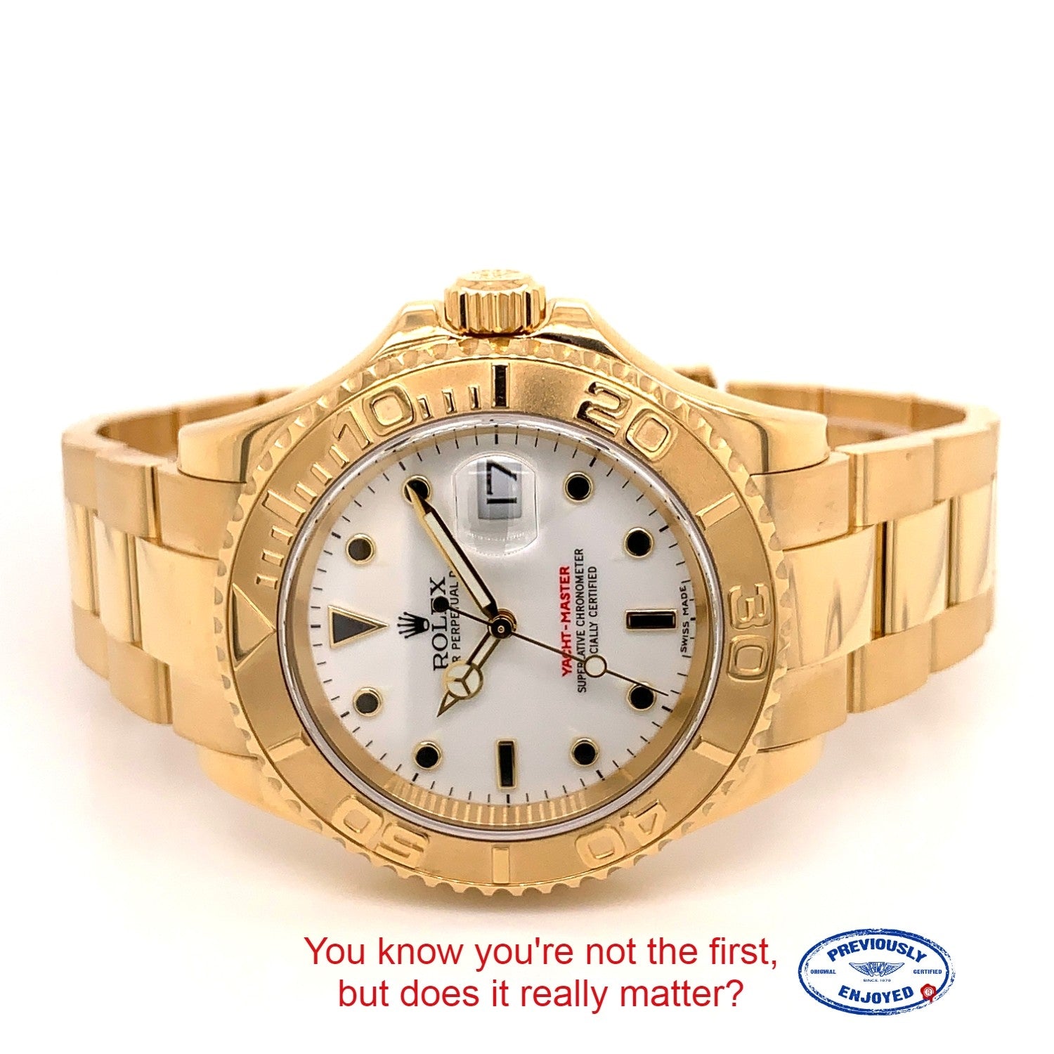 Rolex Yachtmaster 40mm Yellow Gold White Dial Watch 16628 U2VXPJ - Beverly Hills Watch Company