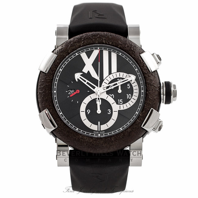 Romain Jerome Titanic DNA T-Oxy IV Chronograph 50MM Black PVD Stainless Steel Ultimate Rusted Steel Bezel CH.T.OXY3.11BB.00 GQAI6L - Beverly Hills Watch Company Watch Store