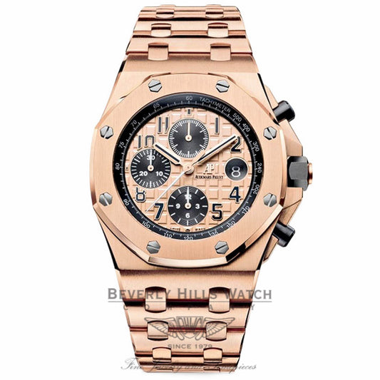 Audemars Piguet Royal Oak Offshore 18k Rose Gold Chronograph Automatic on Bracelet 26470OR.OO.1000OR.01 X9TPAW - Beverly Hills Watch Company Watch Store