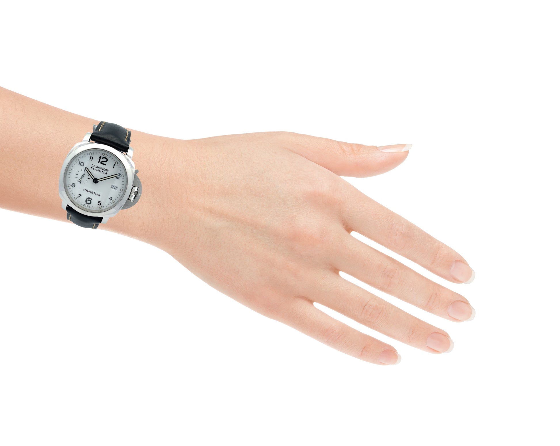 Panerai Luminor Marina 44mm 1950 3 Day Power Reserve Stainless Steel White Dial PAM00499 - Beverly Hills Watch Company