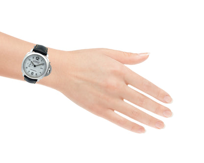 Panerai Luminor Marina 44mm 1950 3 Day Power Reserve Stainless Steel White Dial PAM00499 - Beverly Hills Watch Company