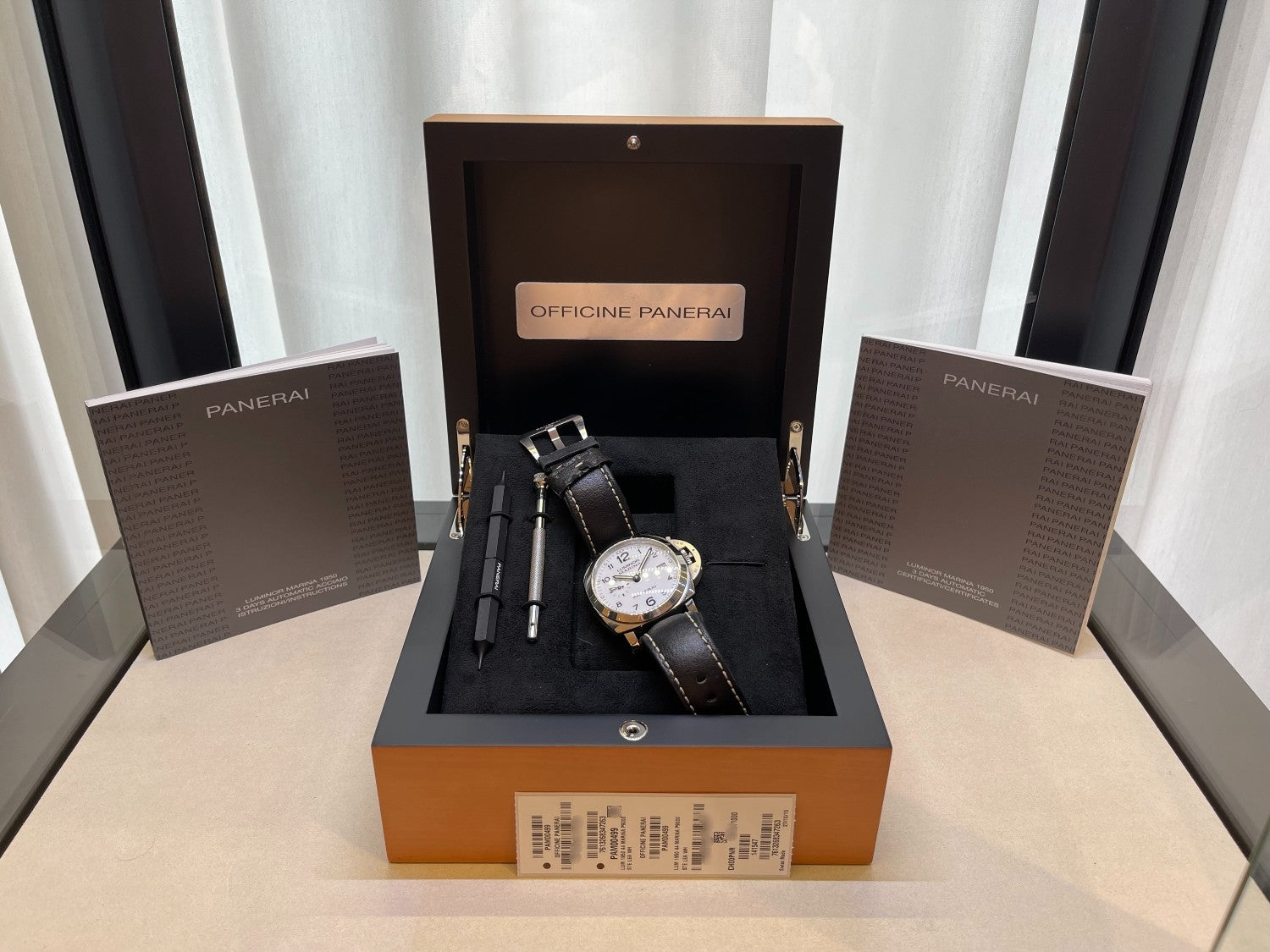 Panerai Luminor Marina 44mm 1950 3 Day Power Reserve Stainless Steel White Dial PAM00499 - Beverly Hills Watch Company