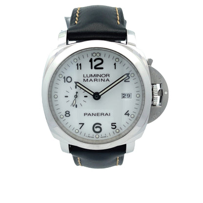 Panerai Luminor Marina 44mm 1950 3 Day Power Reserve Stainless Steel White Dial PAM00499 - Beverly Hills Watch Company
