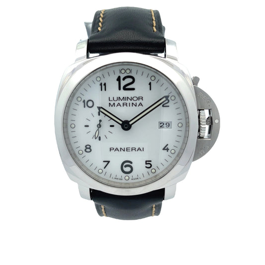 Panerai Luminor Marina 44mm 1950 3 Day Power Reserve Stainless Steel White Dial PAM00499 - Beverly Hills Watch Company