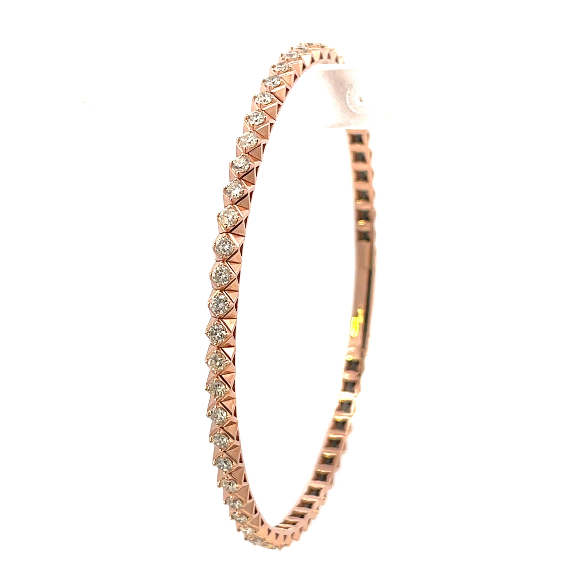 Naira & C Rose Gold Pyramid-Set 2.01 TCW Diamond Flexible Bangle Bracelet - Beverly Hills Watch Company