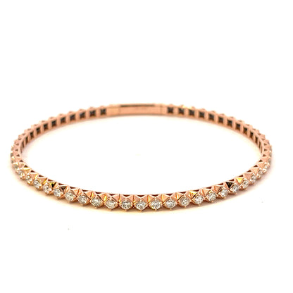 Naira & C Rose Gold Pyramid-Set 2.01 TCW Diamond Flexible Bangle Bracelet - Beverly Hills Watch Company