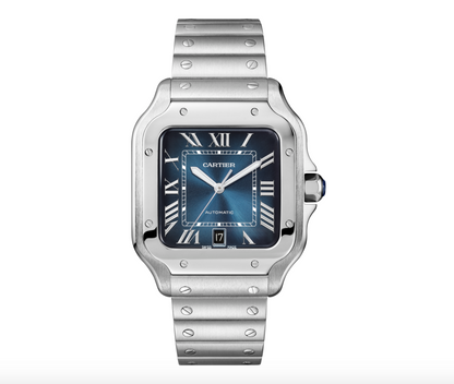Cartier Santos de Cartier Large Stainless Blue WSSA0030 - Beverly Hills Watch Company