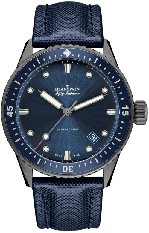Blancpain Fifty Fathoms Bathyscaphe Ceramic 43mm Blue 5000-0240-052A - Beverly Hill Watch Company