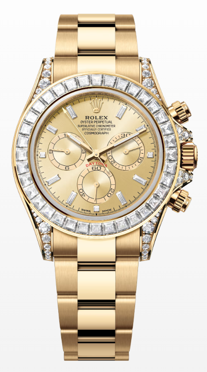 Rolex Yellow Gold Daytona Baguette Diamond Bezel and Dial 126598tbr - Beverly Hills Watch Company