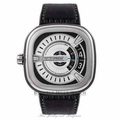 SevenFriday M1 Stainless Steel Silver Dial Black Leather Strap - Beverly Hills  Watch Store