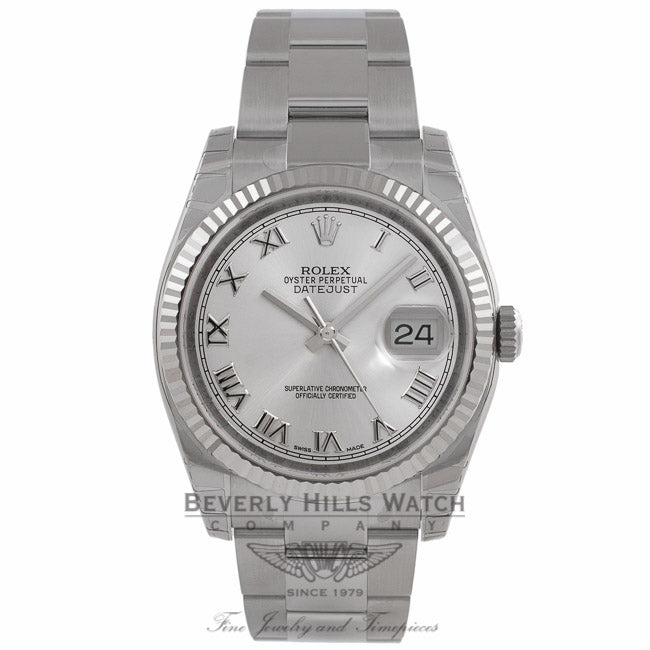 Rolex Datejust 36MM Silver Roman Dial Bracelet 116234 STHVJM - Beverly Hills Watch Company