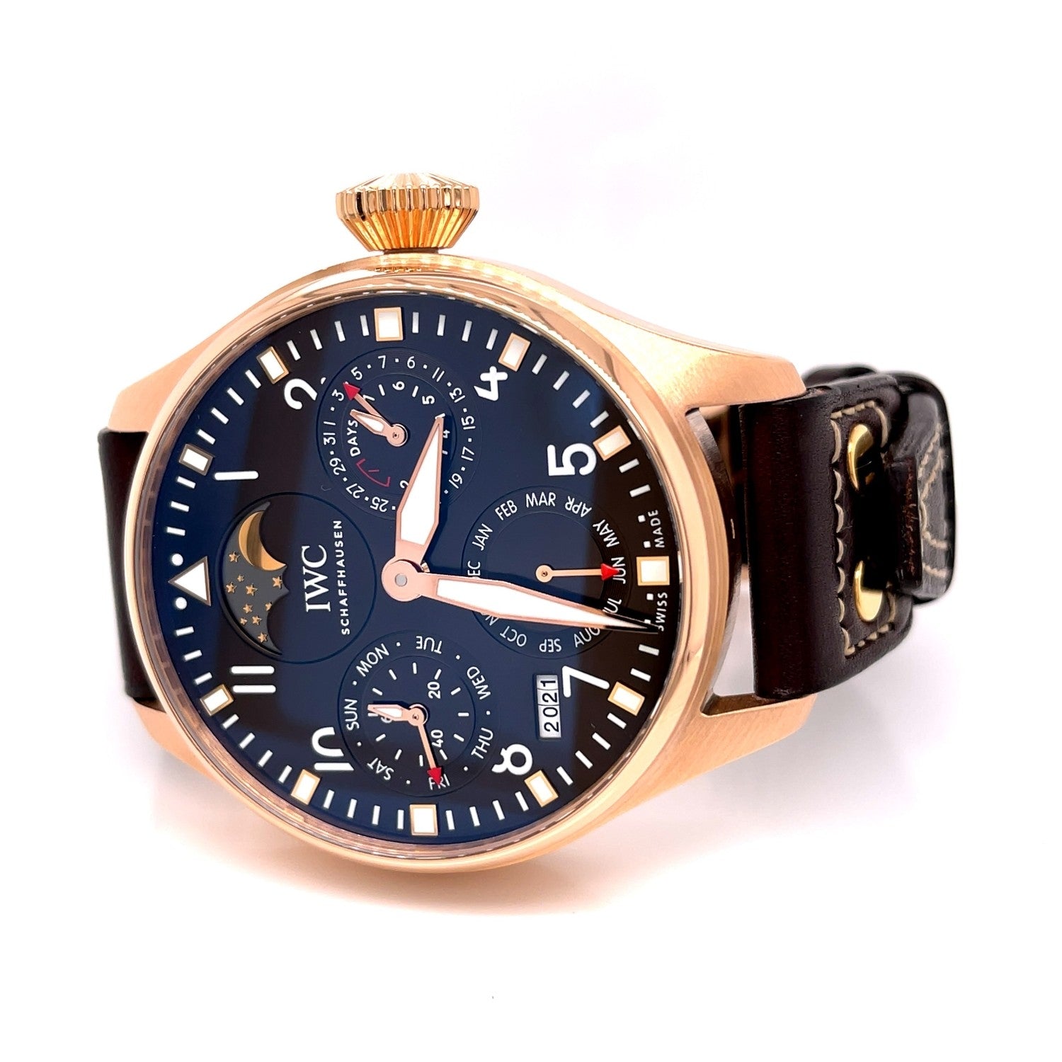 IWC Big Pilot 46mm Perpetual Calendar Rose Gold Bronze Dial Latin America IW502804 T75YYL - Beverly Hills Watch Company