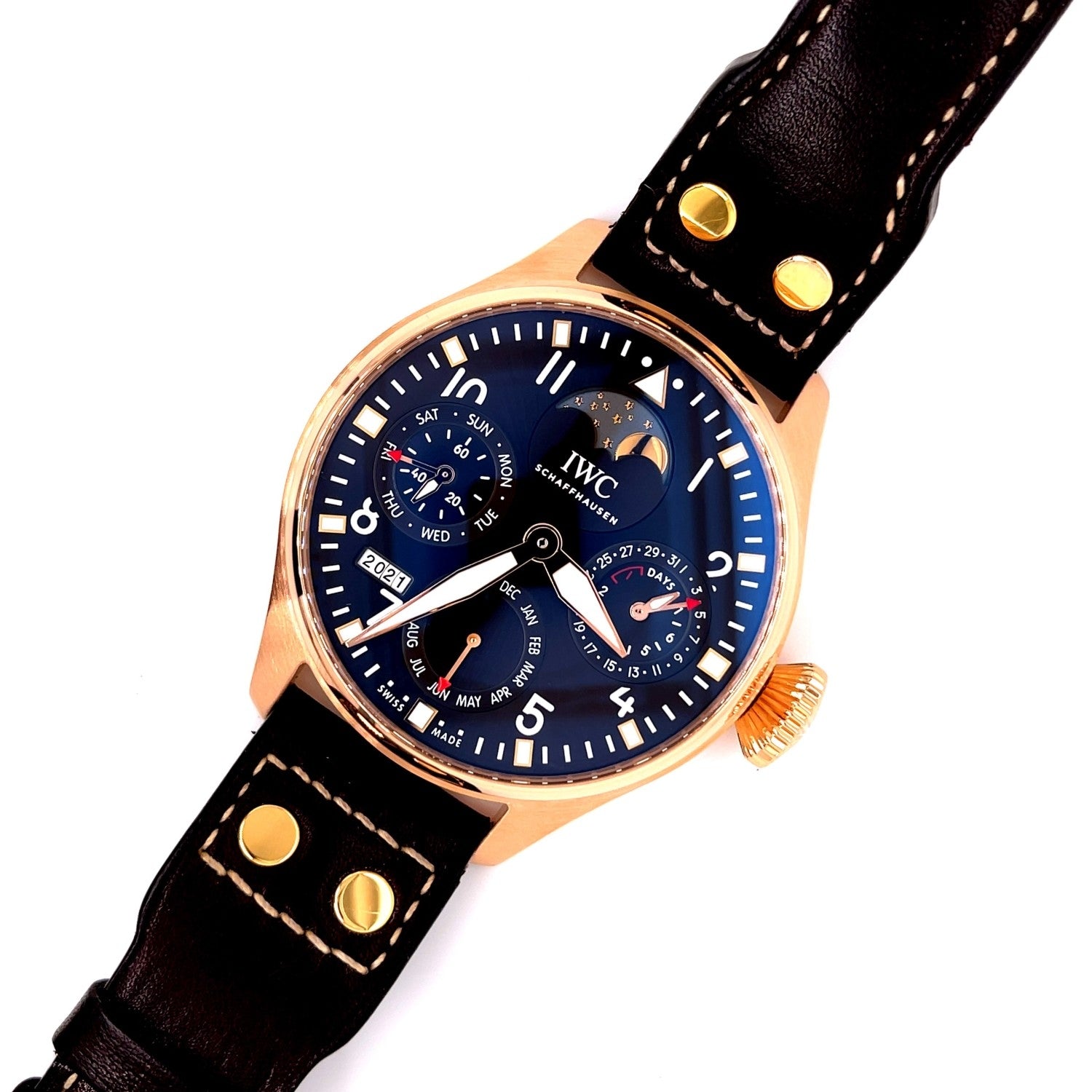 IWC Big Pilot 46mm Perpetual Calendar Rose Gold Bronze Dial Latin America IW502804 T75YYL - Beverly Hills Watch Company