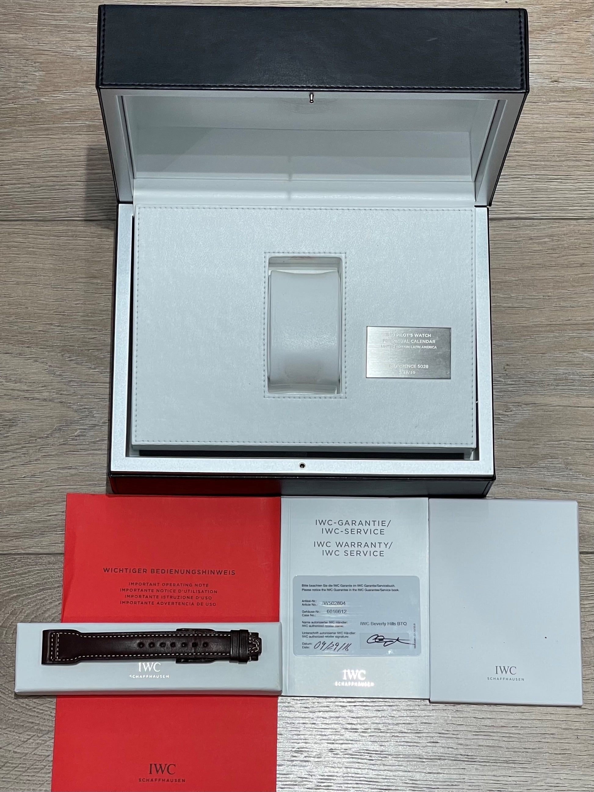 IWC Big Pilot 46mm Perpetual Calendar Rose Gold Bronze Dial Latin America IW502804 T75YYL - Beverly Hills Watch Company